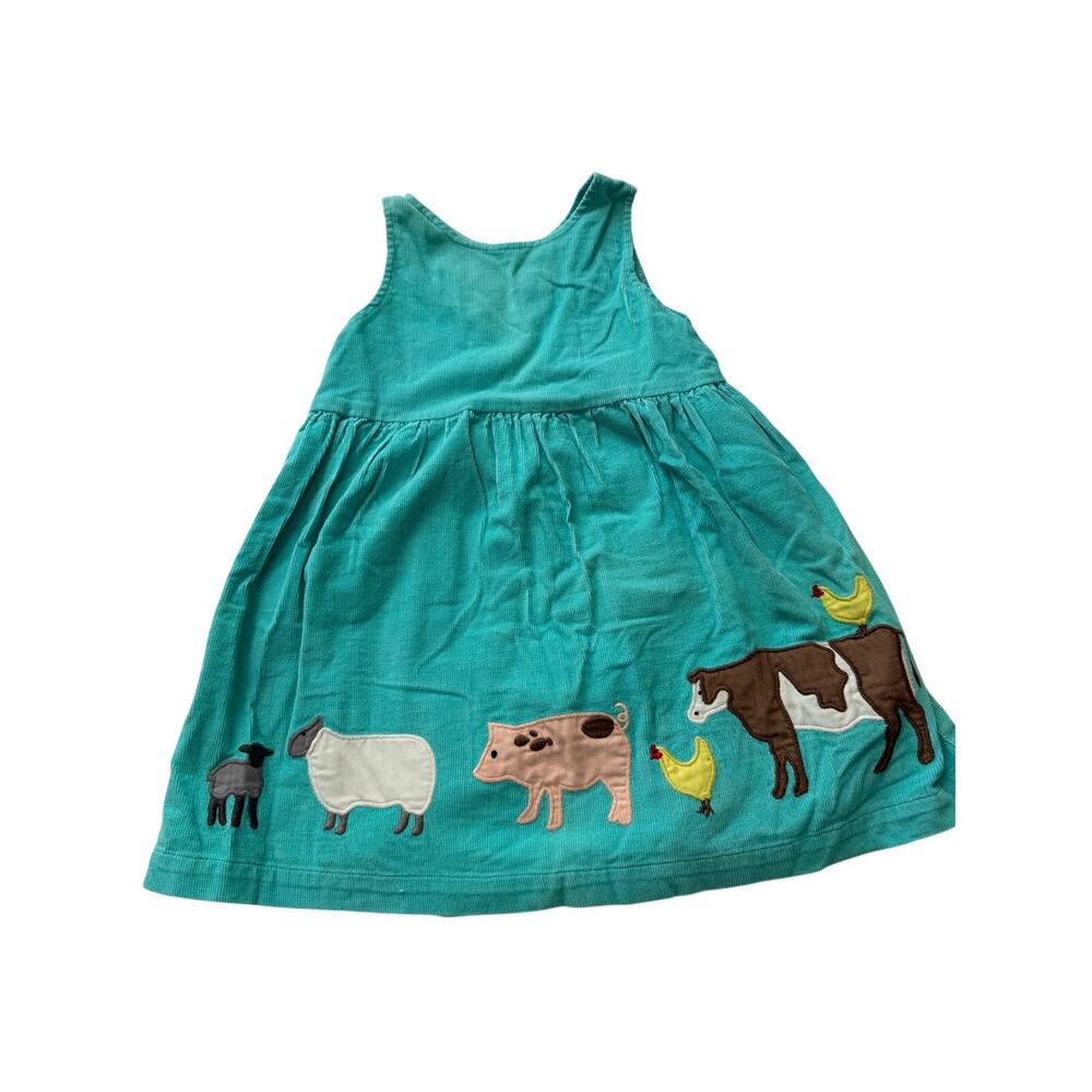 Baby Boden Farm Pinnie Dress - Teal Corduroy - 18-24 Months - Picture 2 of 9